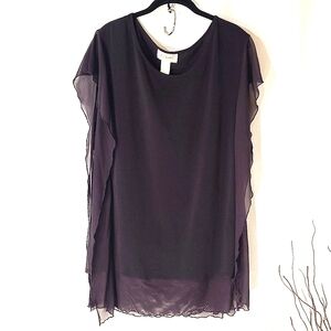 Layered Top with Sheer Ruffle Like Side panels